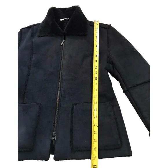 Max & Co Italy Womens Faux Suede Lined Jacket IT 40 US 6 Small S Medium M Black - Picture 13 of 14